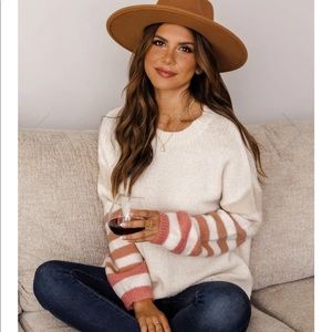 Pink Lily Make it yours stripped sweater Sz Small